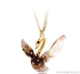 精品水晶香檳色滿鉆小天鵝毛衣鏈 價格、廠家、圖片與工藝禮品解析